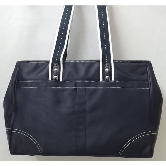 Coach Chelsea Black Nylon Double Handles Zipper Closure Large Tote Shoulder Bag - Picture 4 of 16